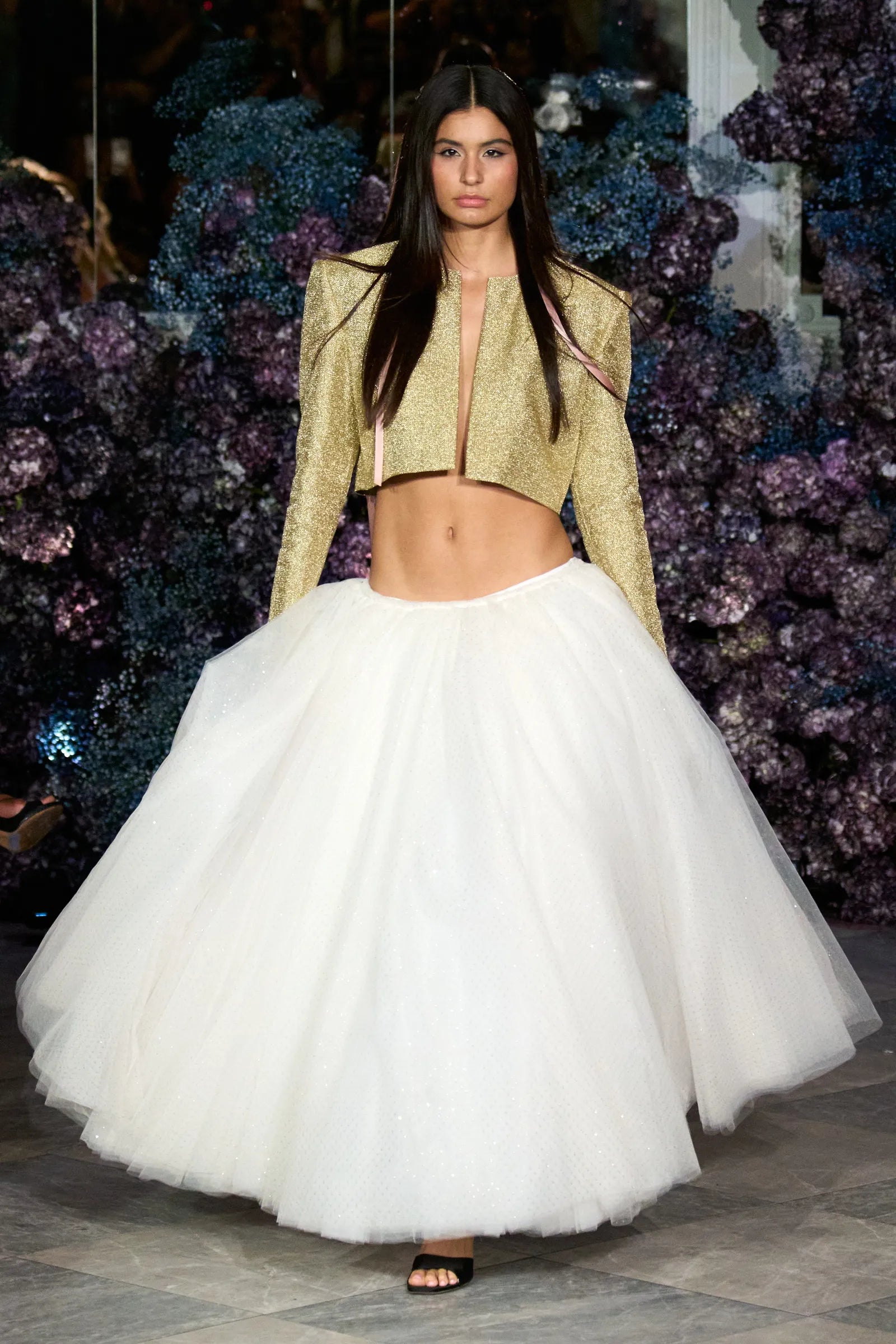White and Gold Sparkle Tulle Skirt | Christian Siriano White and Gold Sparkle Tulle Skirt | Christian Siriano