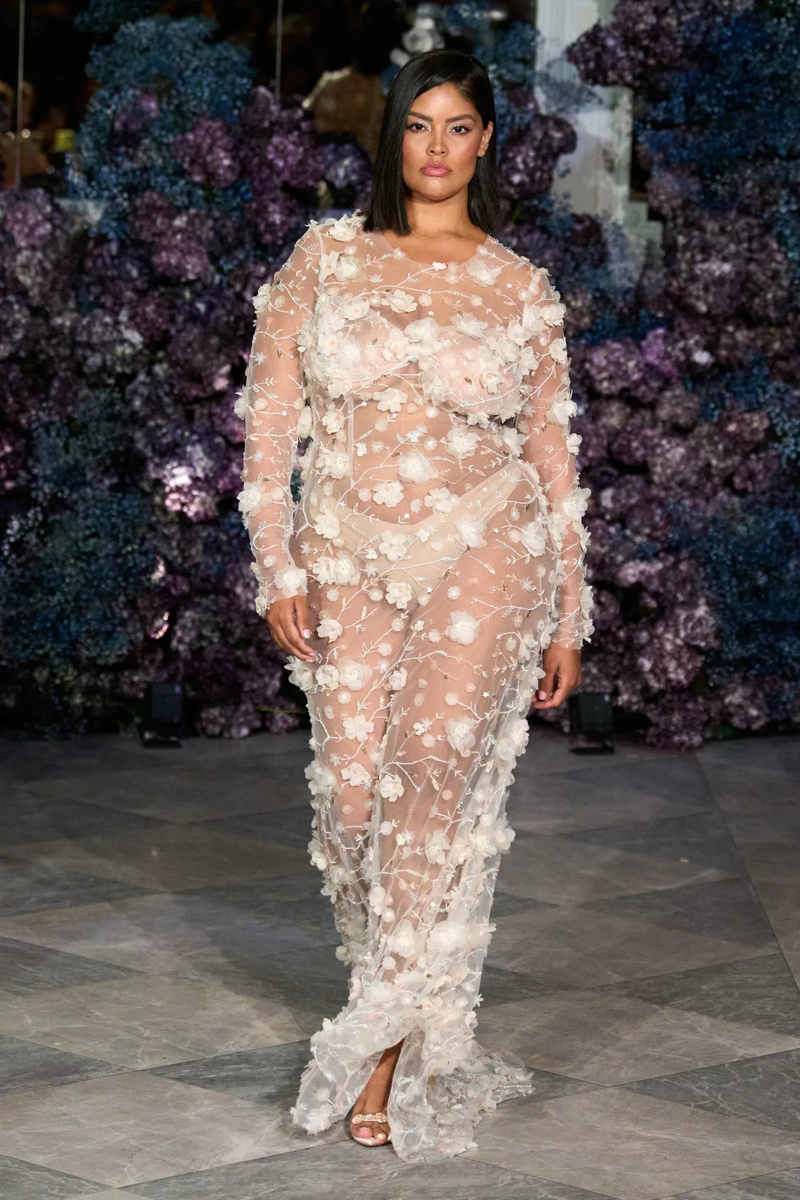 Sheer Floral Gown Christian Siriano