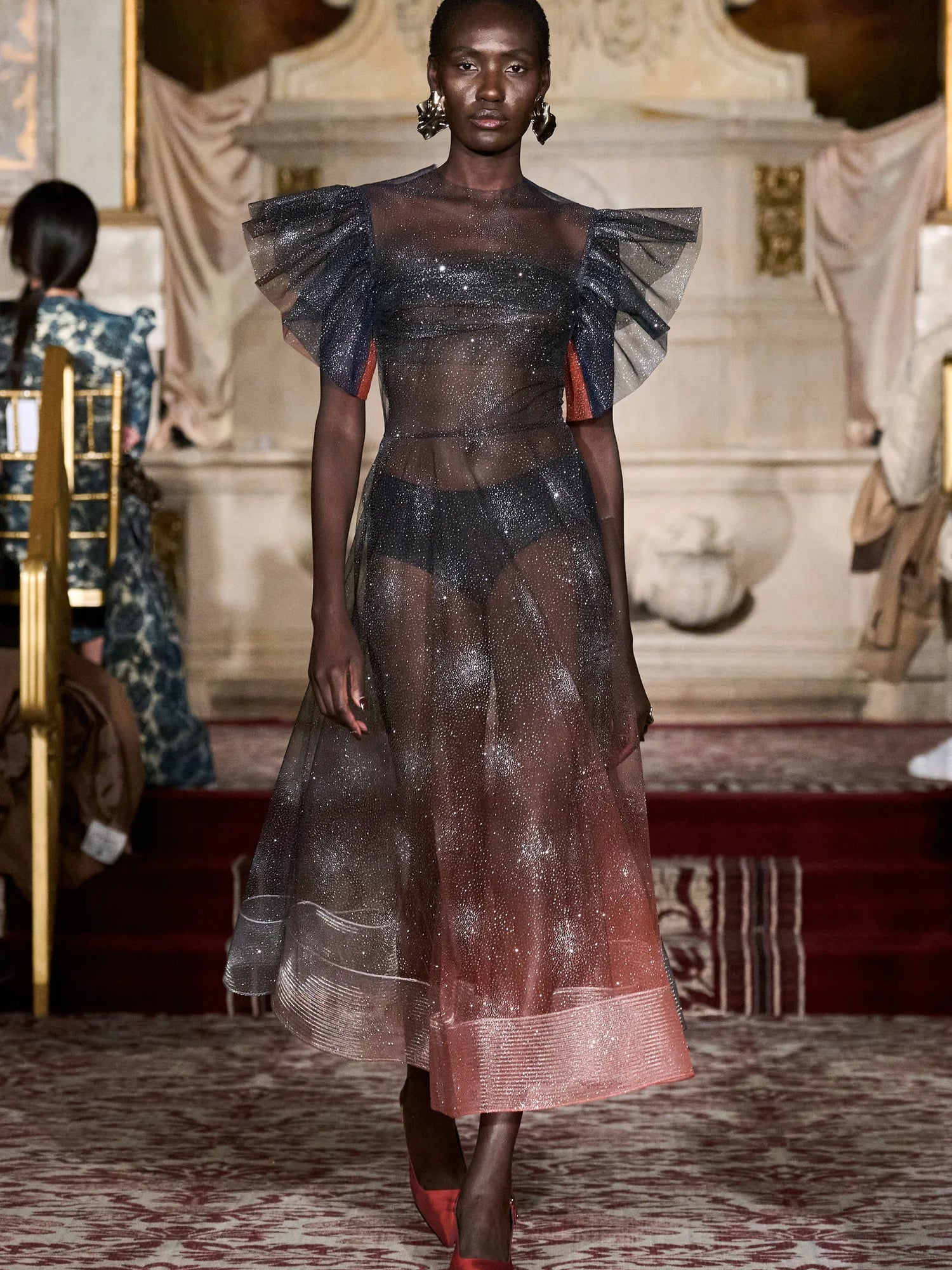 Galaxy Glitter Ombr Tulle Tea Length Dress | Christian Siriano Galaxy Glitter Ombr Tulle Tea Length Dress | Christian Siriano