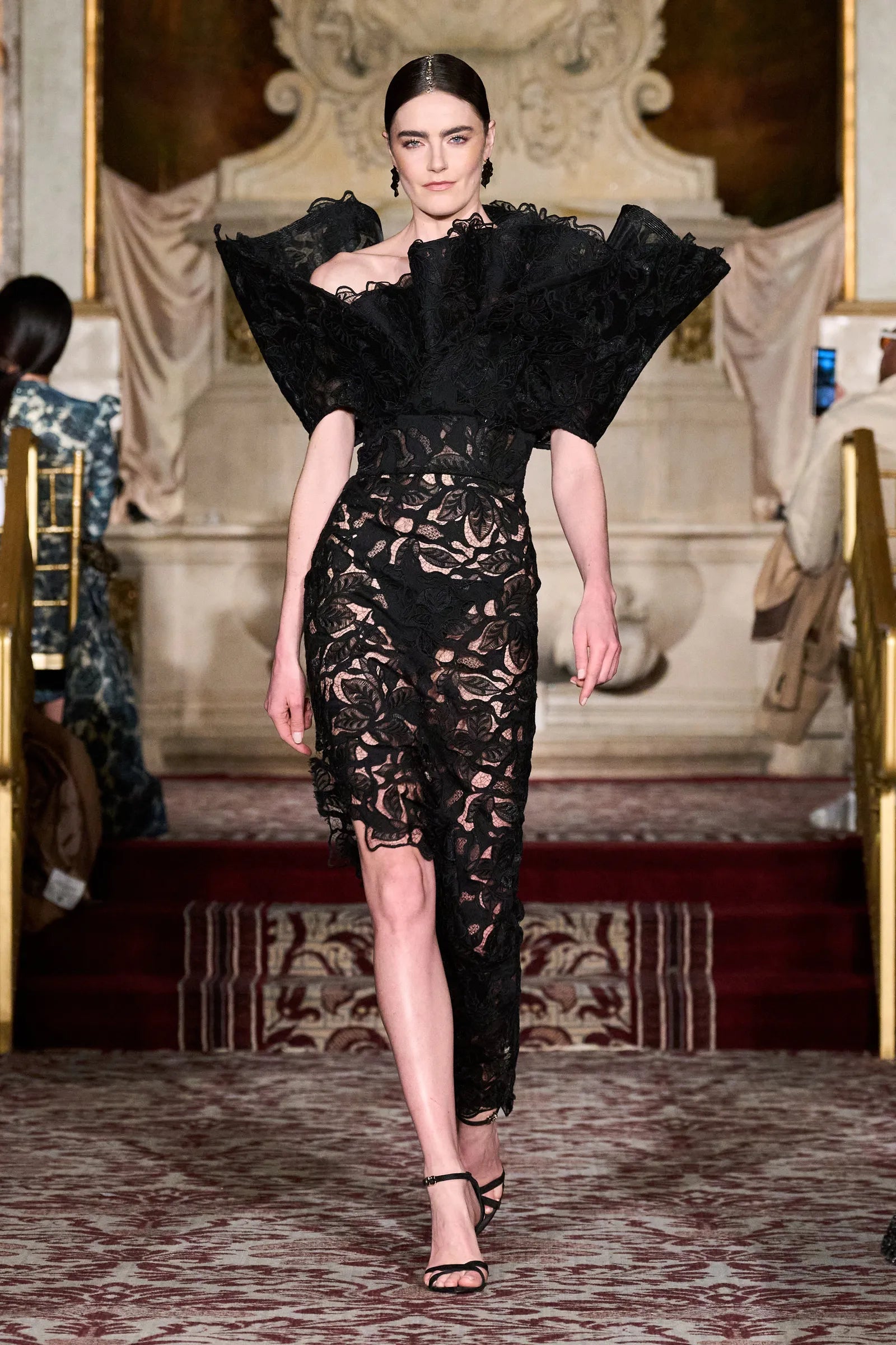 beautiful creatures black lace dress Weslyn Black Satin Lace High Slit Dress
