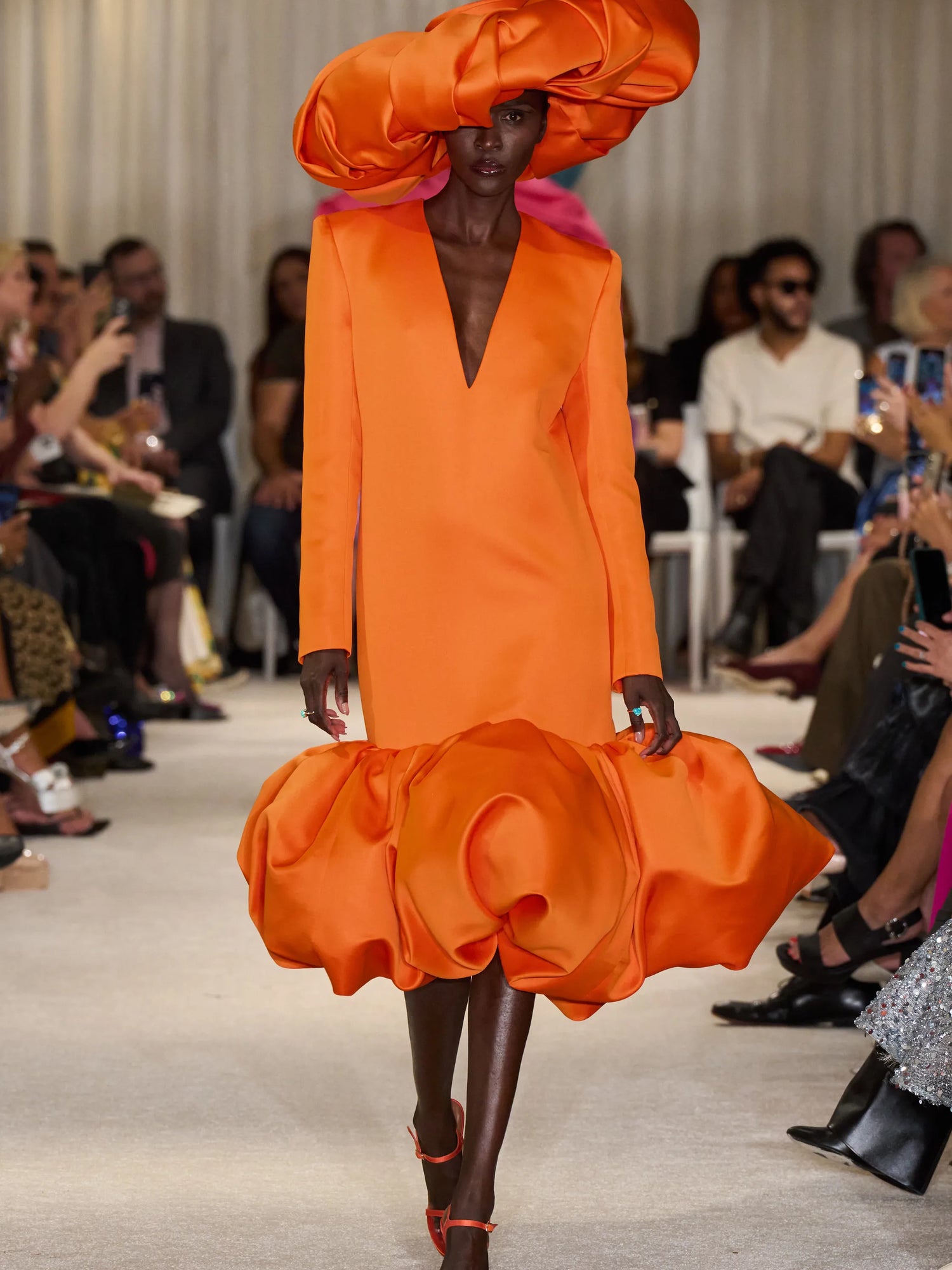 Orange Long Sleeve Bubble Hem Dress | Christian Siriano Orange Long Sleeve Bubble Hem Dress | Christian Siriano