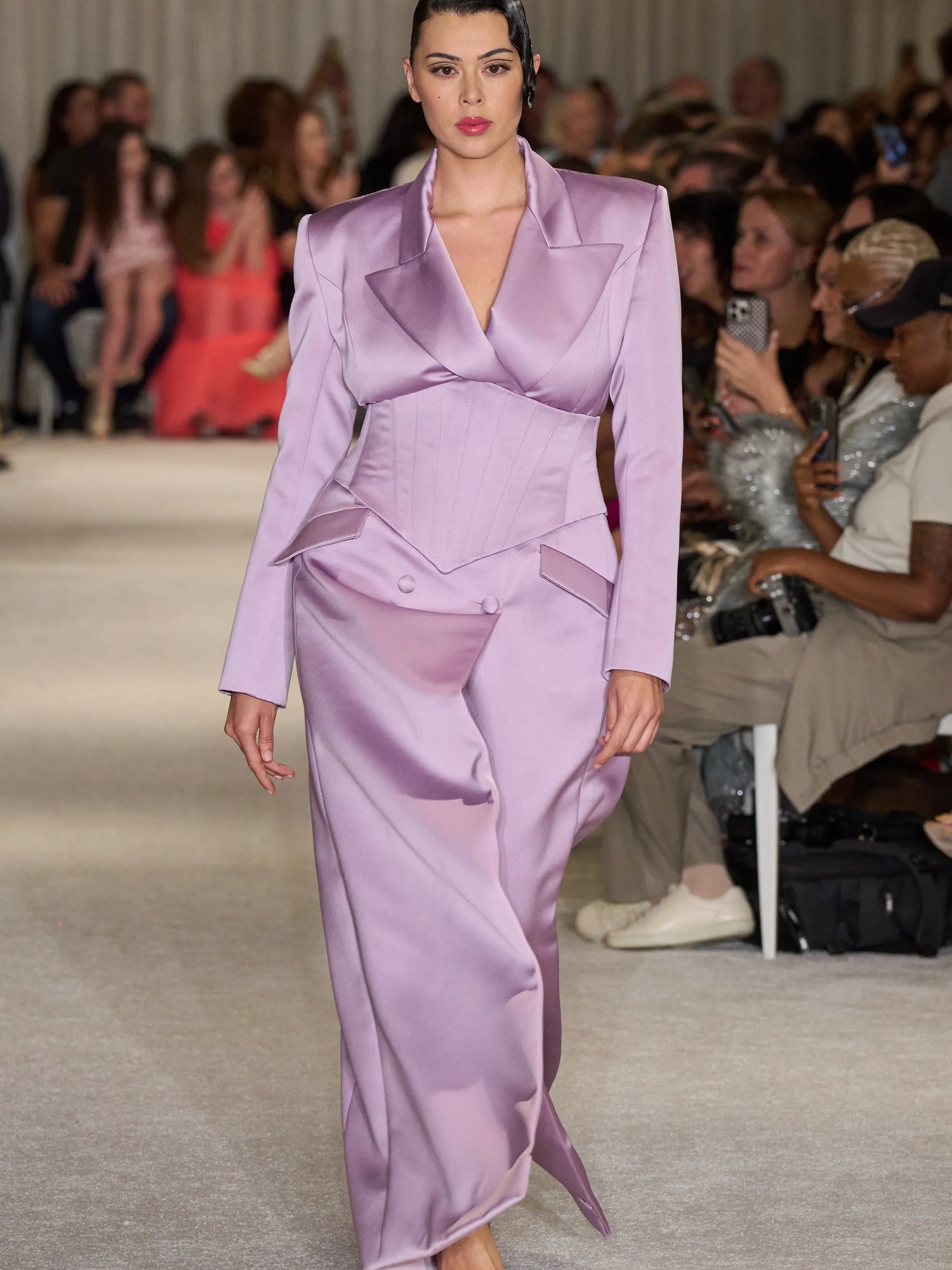 Lavender Long Line Blazer Coat with Corset