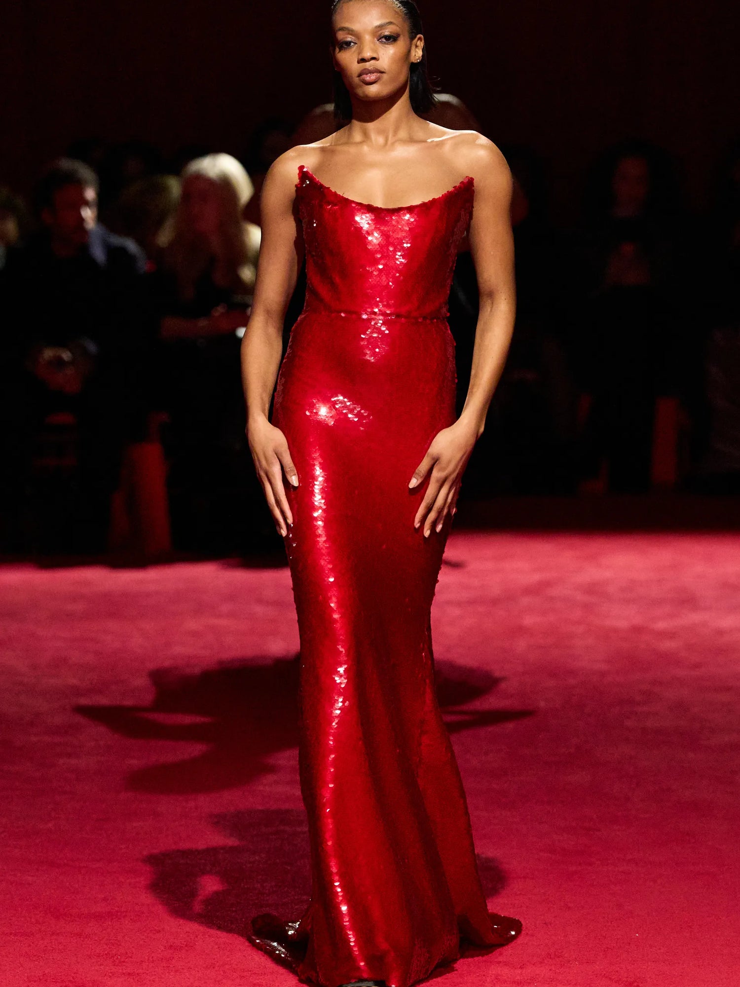 Red Sequin Strapless Corset Gown | Christian Siriano Red Sequin Strapless Corset Gown | Christian Siriano