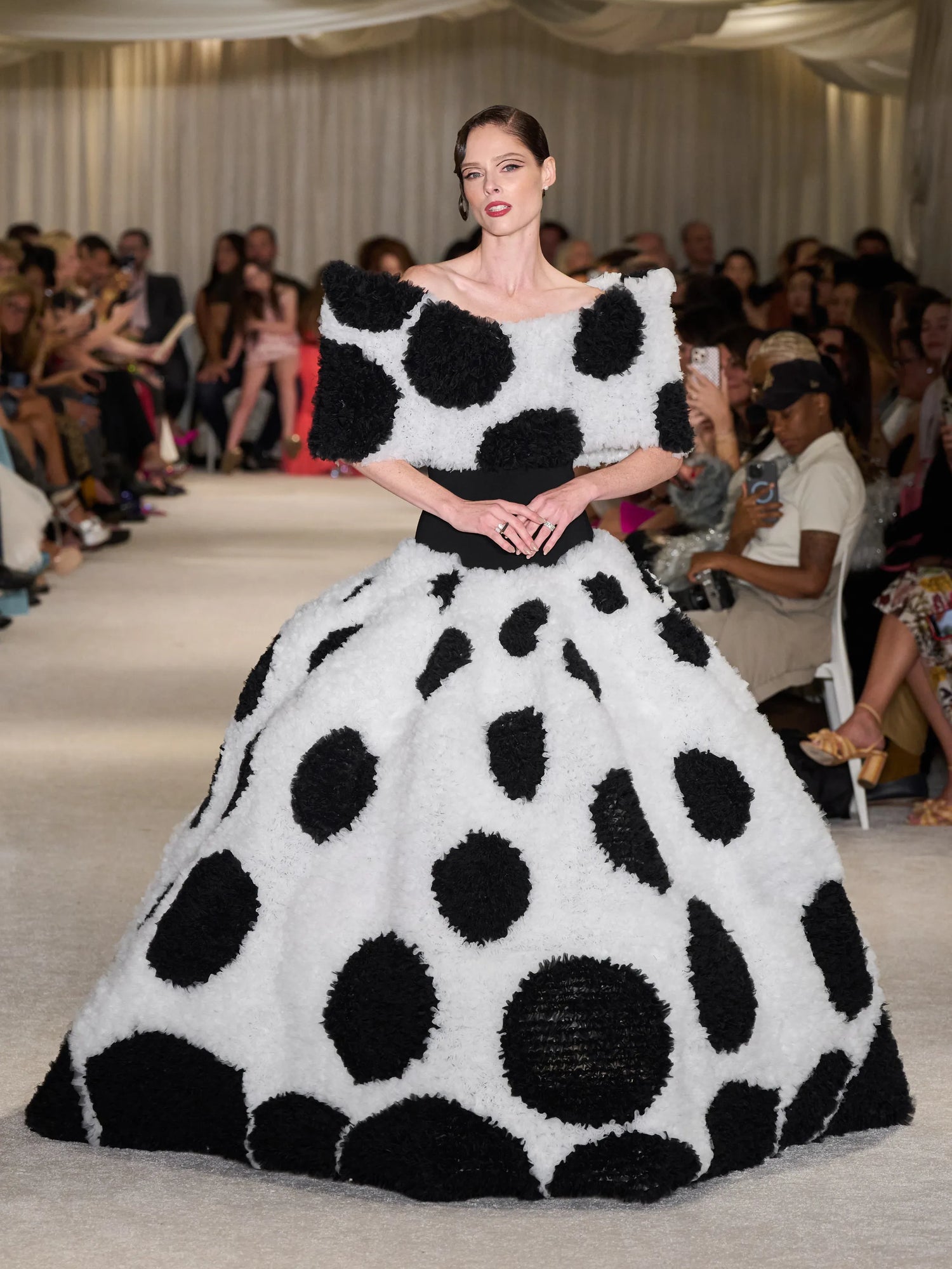 Black and White Polka Dot Tulle Ball Gown