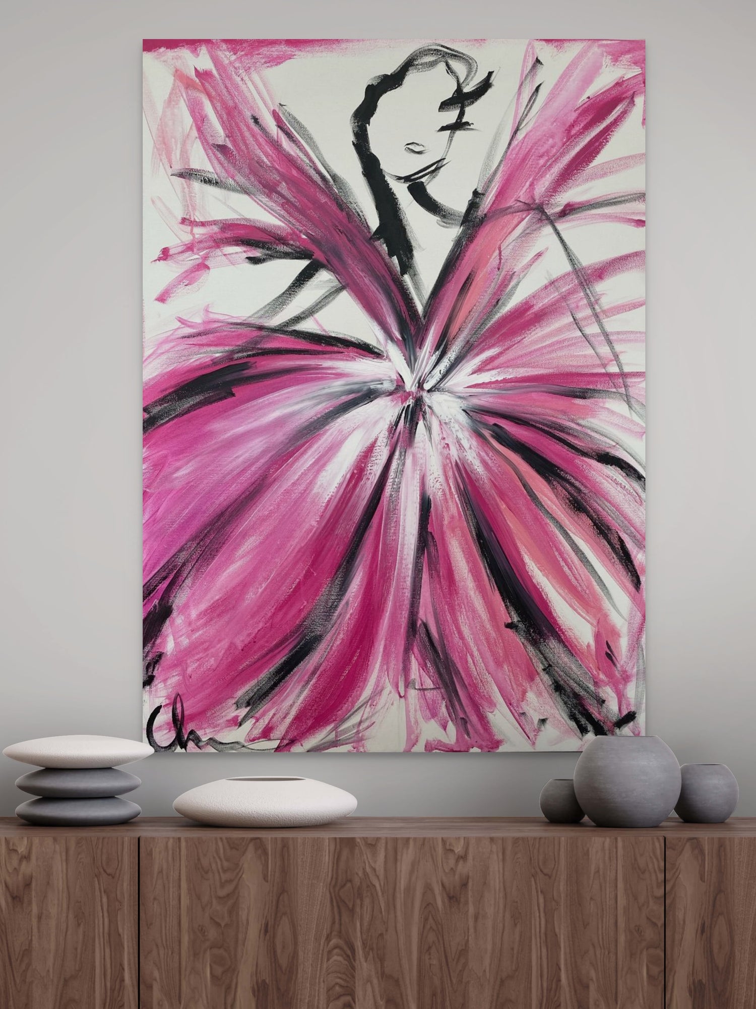 "Fuchsia Orchid Gown" - Original Painting