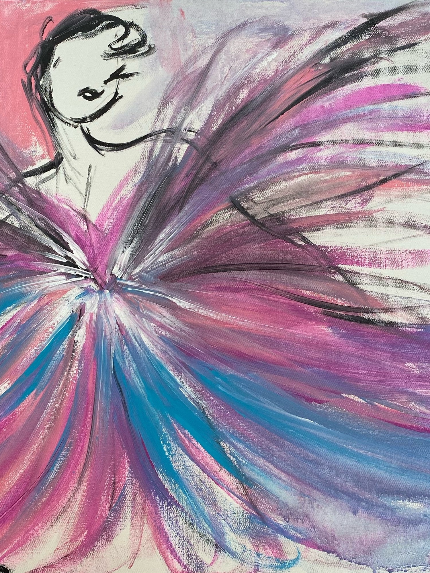 "Dreamy Ballerina in Tulle" - Original Painting