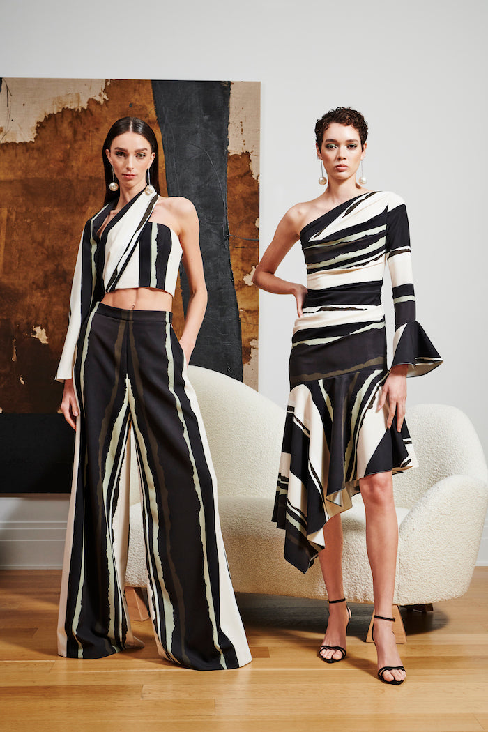 Abstract Print Asymmetric Dress