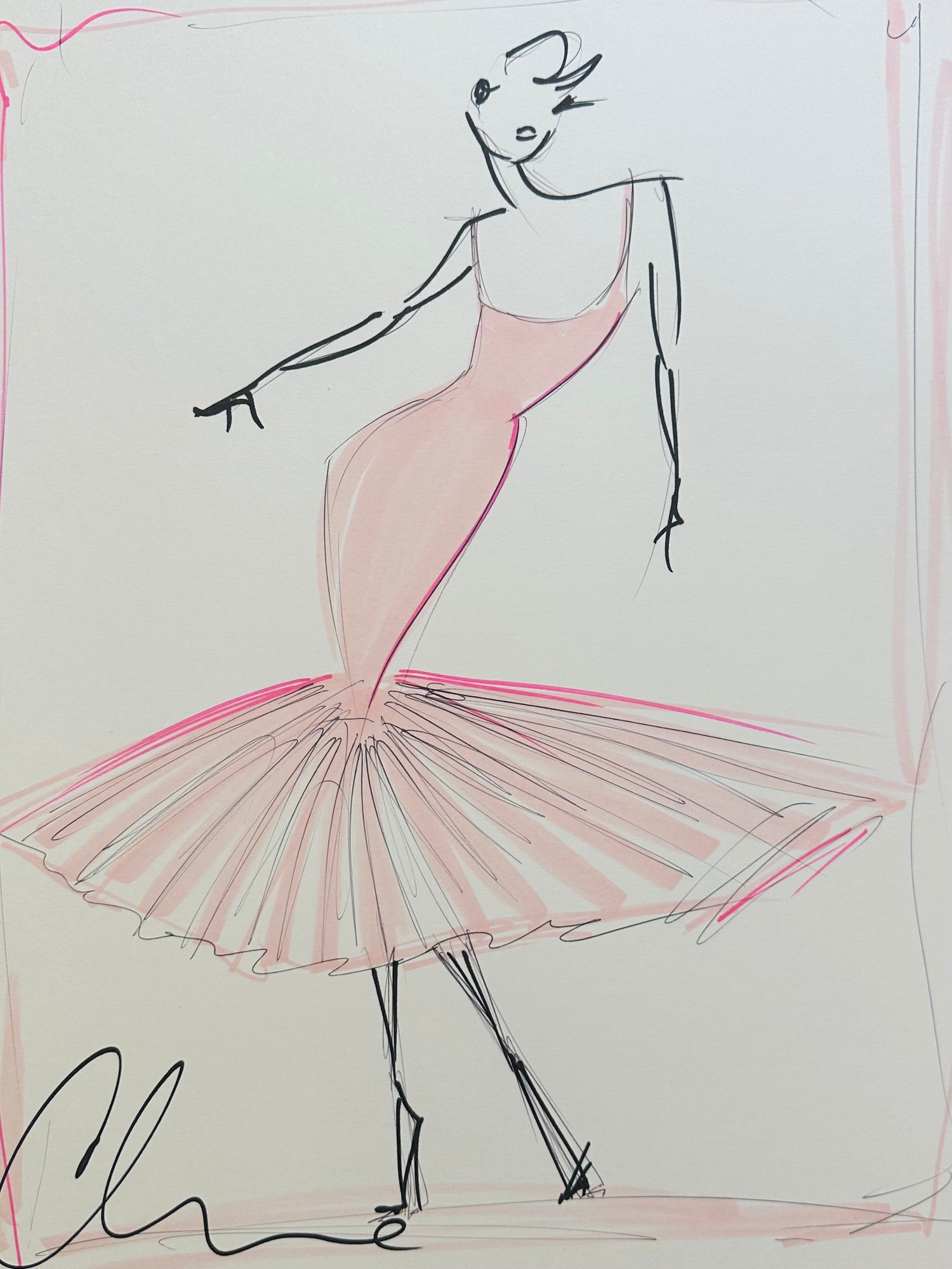 15th Anniversary Show Collection "Ballerina Mermaid Hem Dress" - Original Sketch