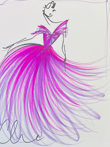 "Orchid Tulle Dress" - ORIGINAL SKETCH