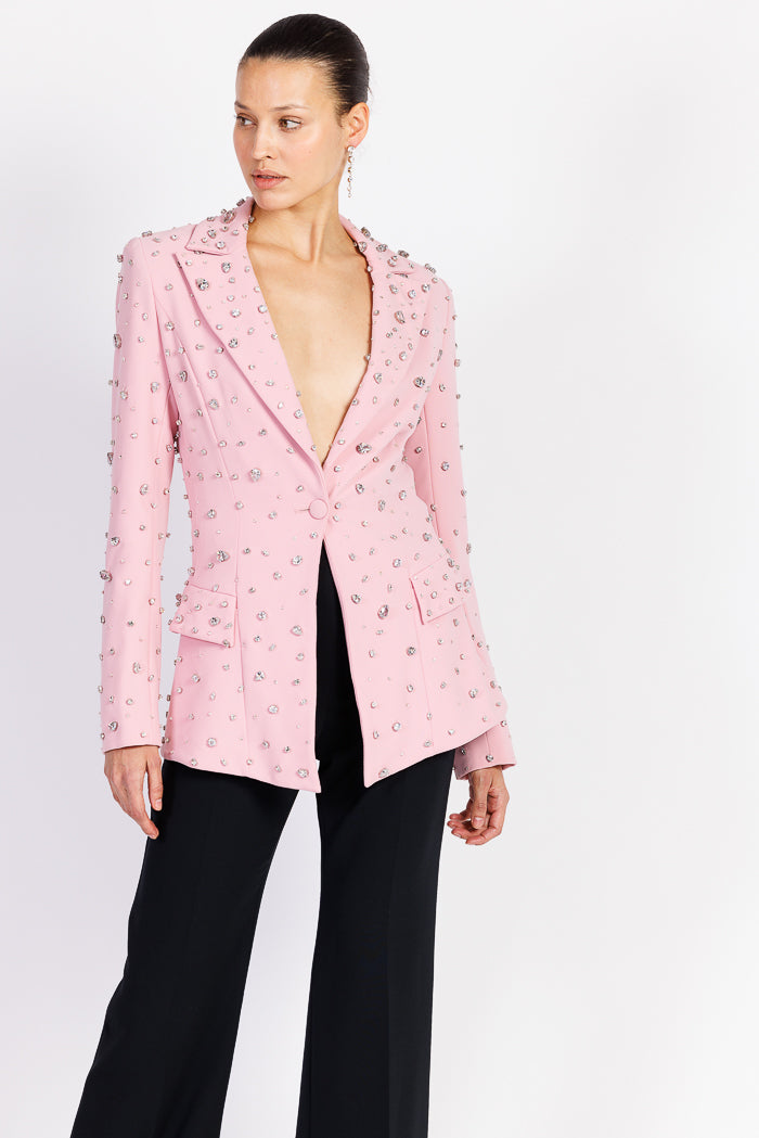 Crystal Embroidered Pink Blazer