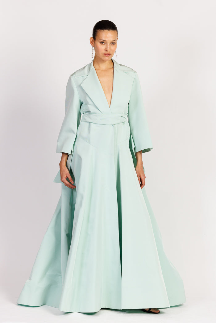 Silk Faille Belted Coat Gown