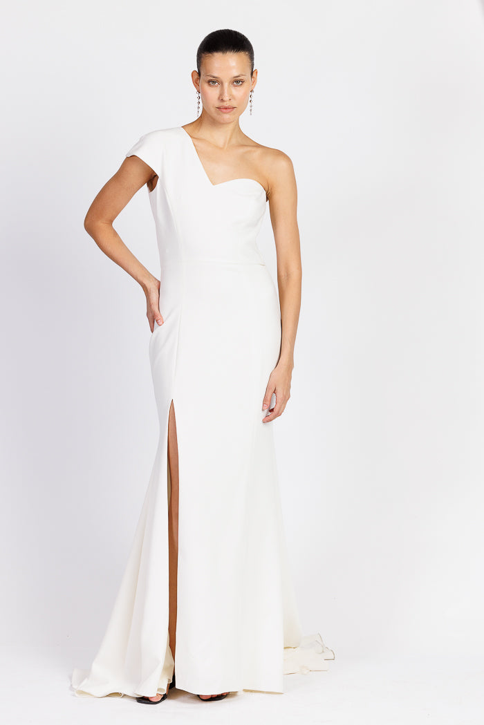 One Shoulder Ivory Gown
