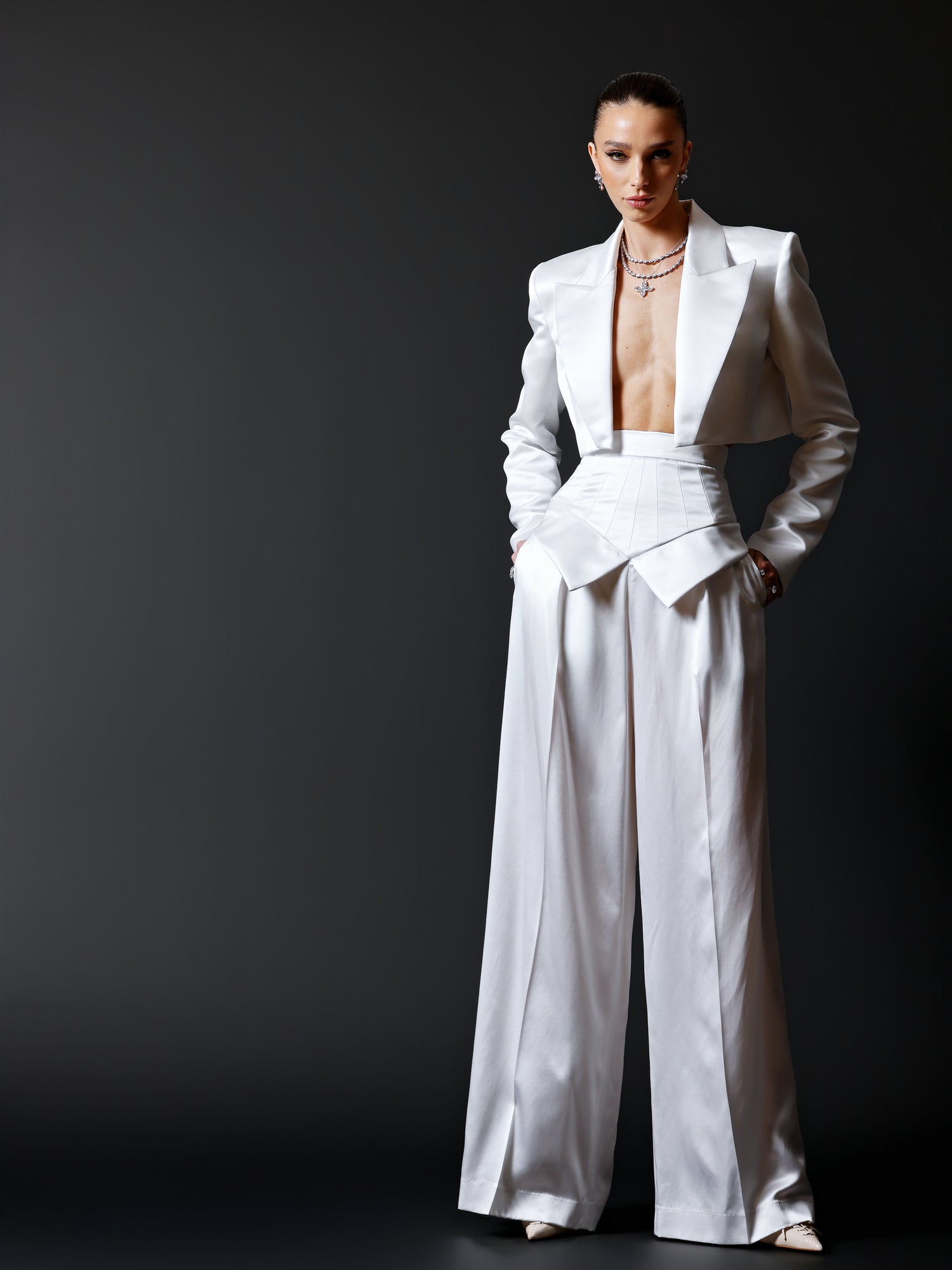 Corset Lapel Wide Leg Trouser