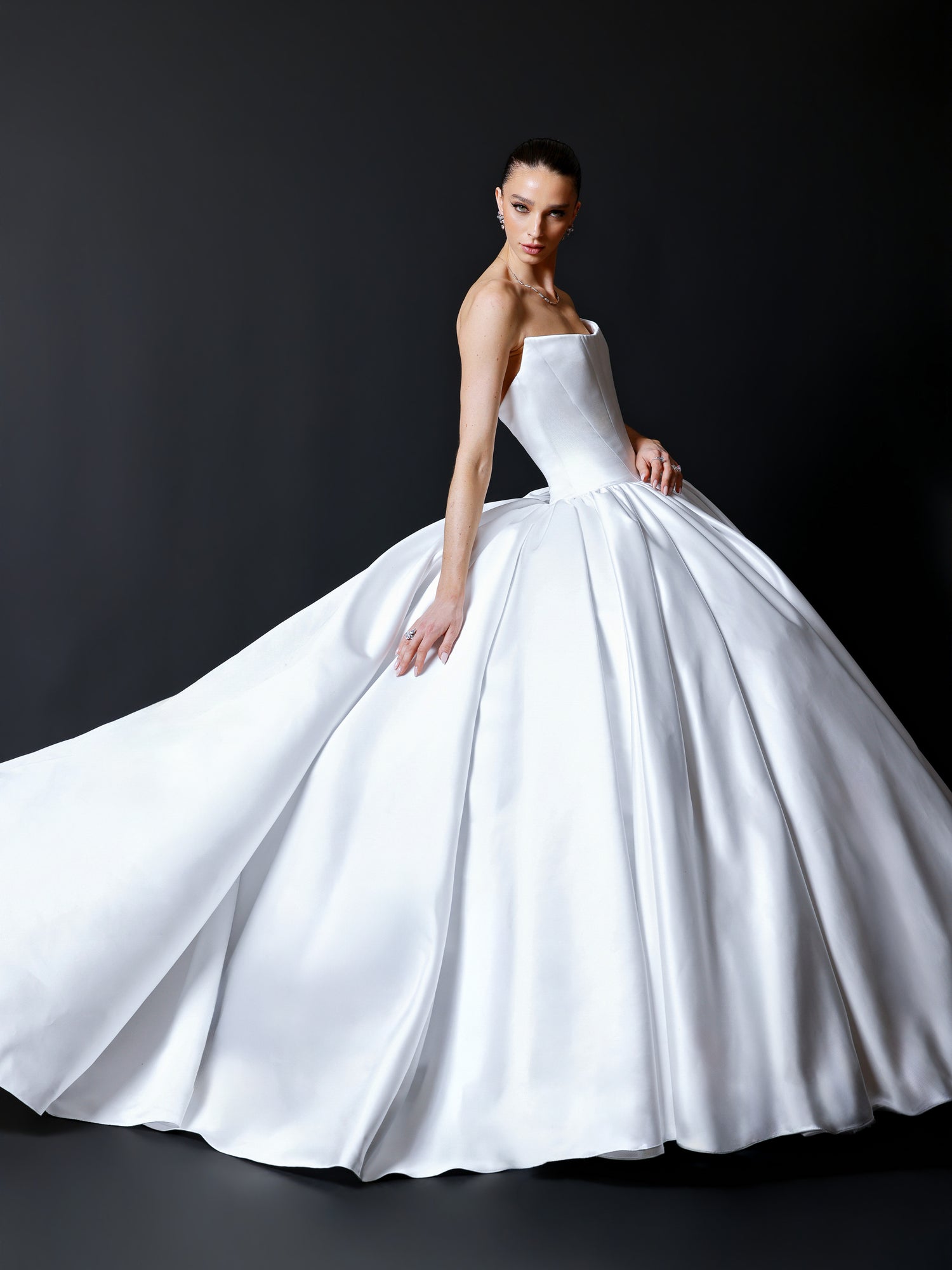 Strapless Drop-Waist Corset Ball Gown