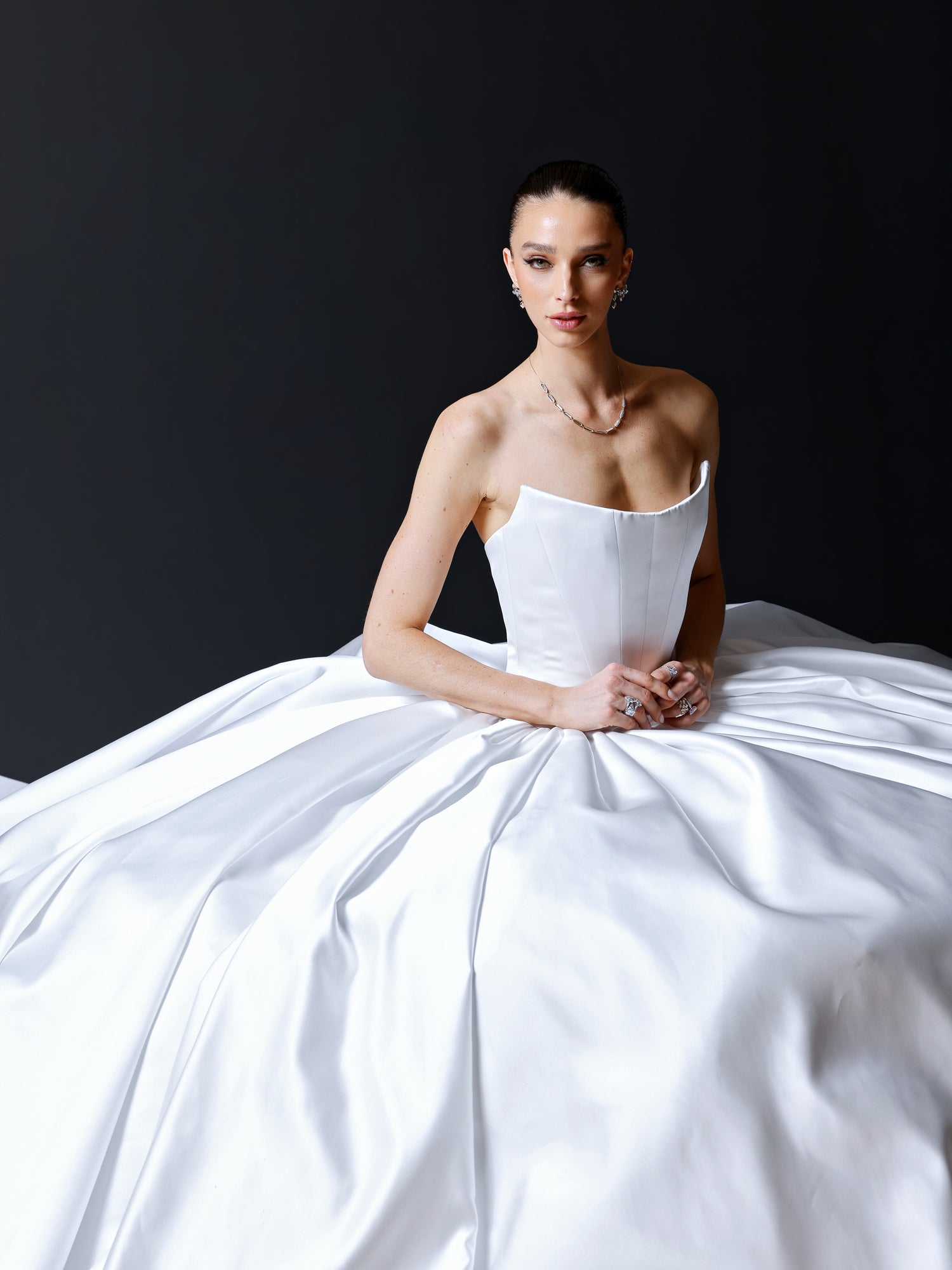 Strapless Drop-Waist Corset Ball Gown