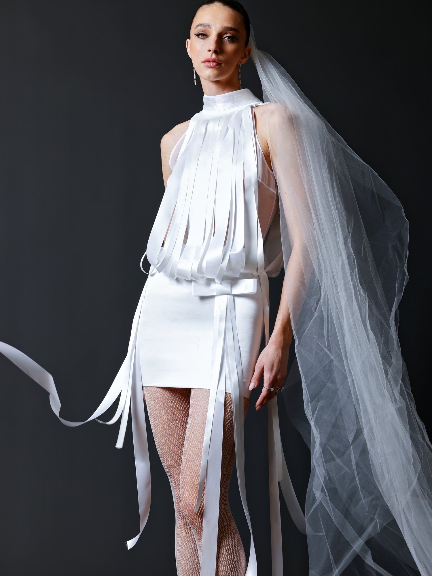 Ribbon Halter Mini Dress