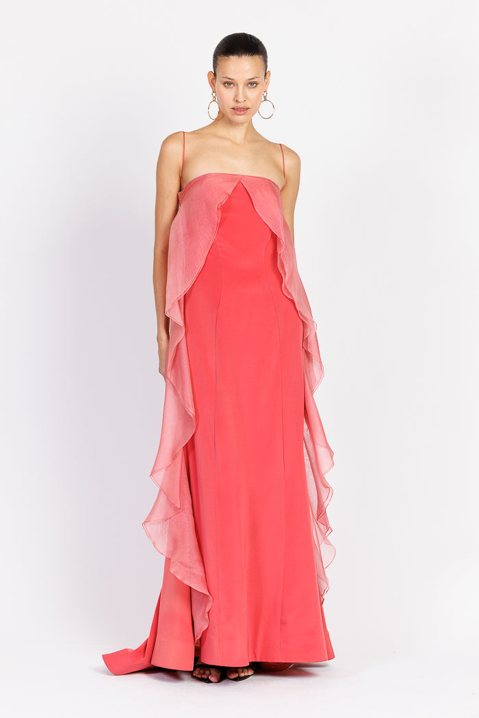 Coral Ruffle Gown