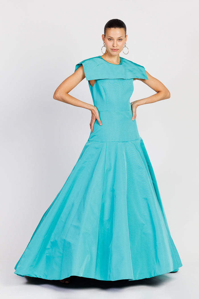 Turquoise Silk Faille Gown