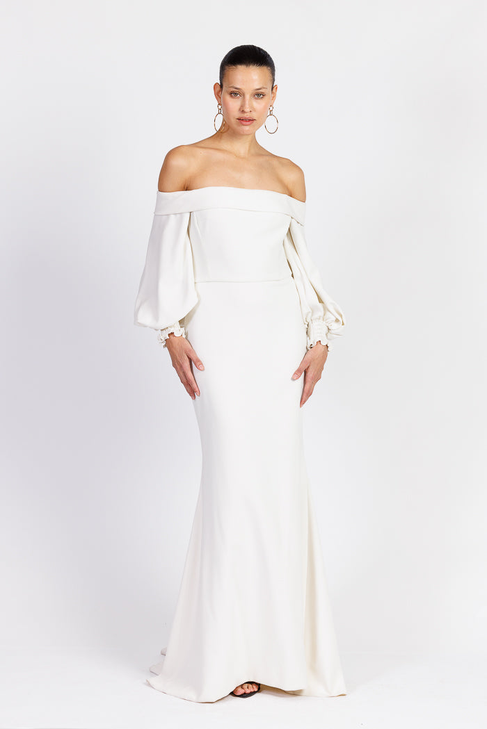 Off the Shoulder Ivory Gown