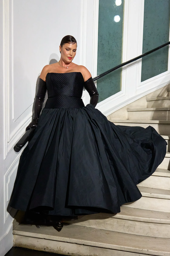 Strapless Topstitch Drop Waist Gown | Christian Siriano Strapless Topstitch Drop Waist Gown | Christian Siriano