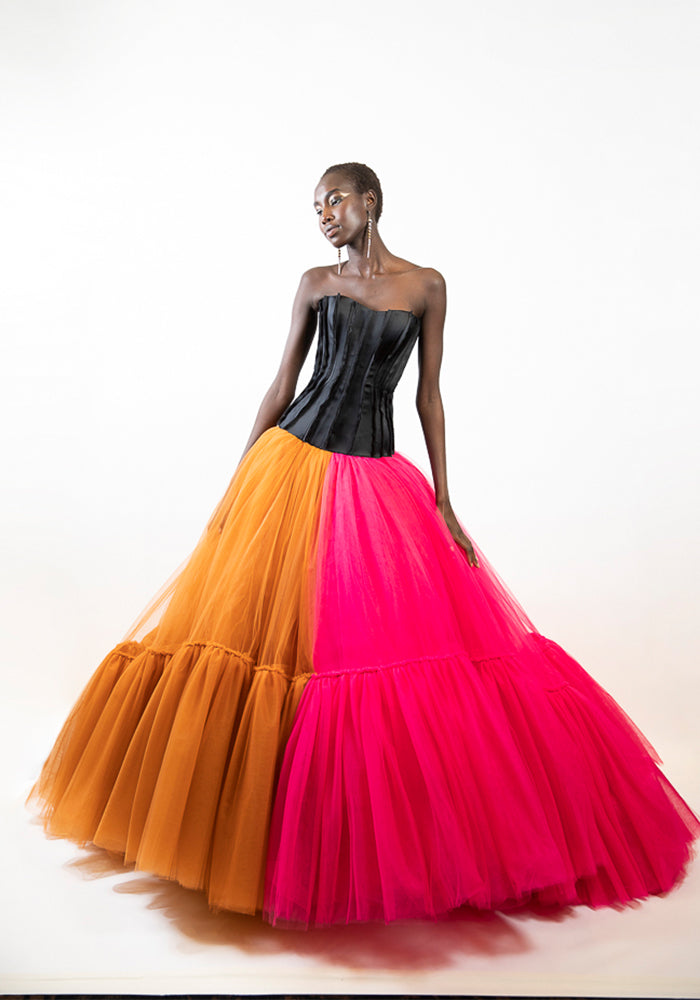 Drop Waist Color Block Tulle Ball Gown | Christian Siriano Drop Waist Color Block Tulle Ball Gown | Christian Siriano