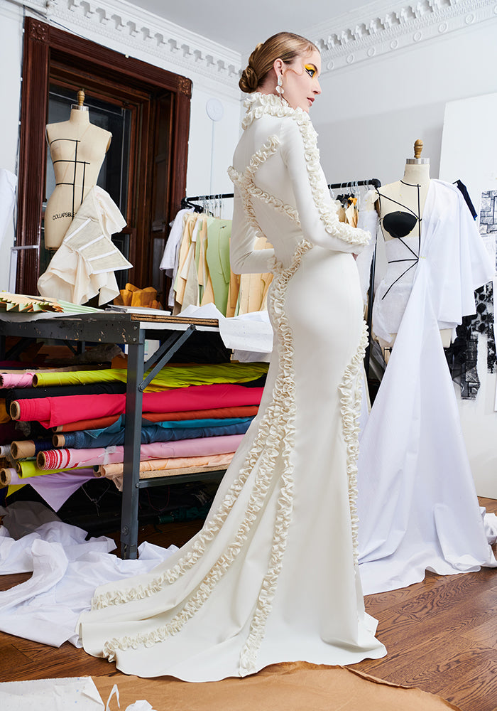 Mock Neck Ruffle Detail Gown | Christian Siriano Mock Neck Ruffle Detail Gown | Christian Siriano