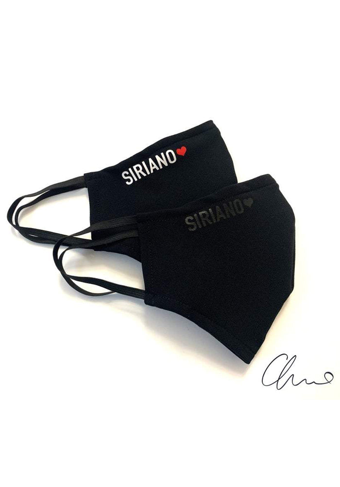 Limited Edition "SIRIANO Black & Red Heart" Fitted Masks 2 Pack