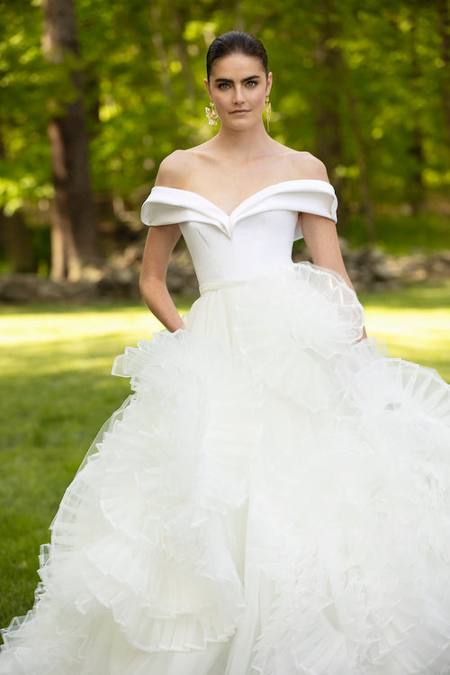 Wedding Dress with Rosette Skirt