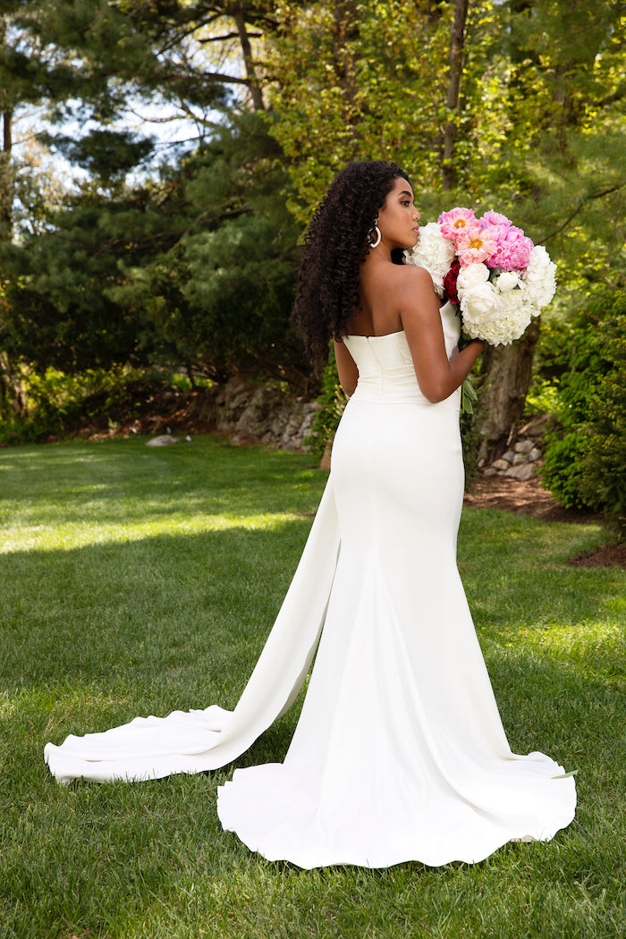 Crepe Sweetheart Side Draped Gown
