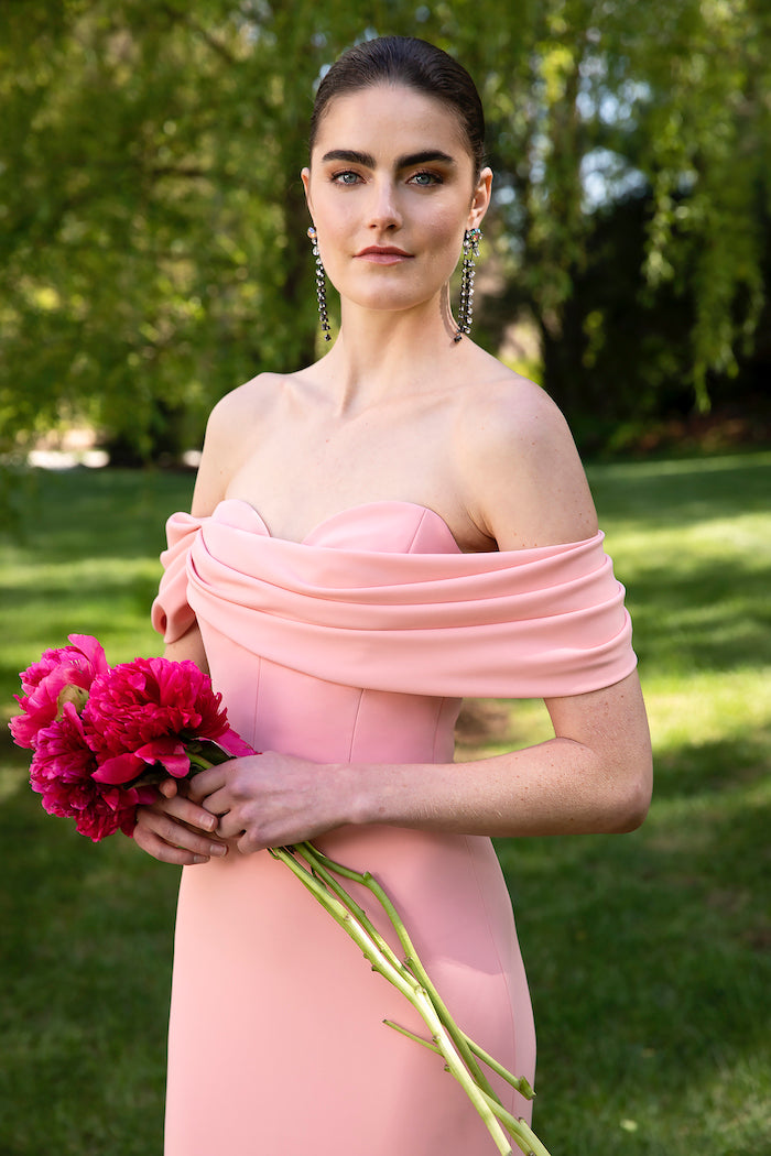 christian siriano pink tie shoulder dress Pink Tie Shoulder Dress