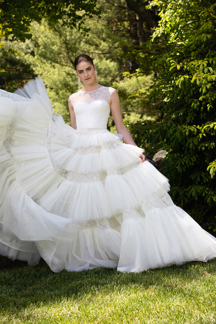Shimmer Champagne Tulle Layered Wedding Ballgown