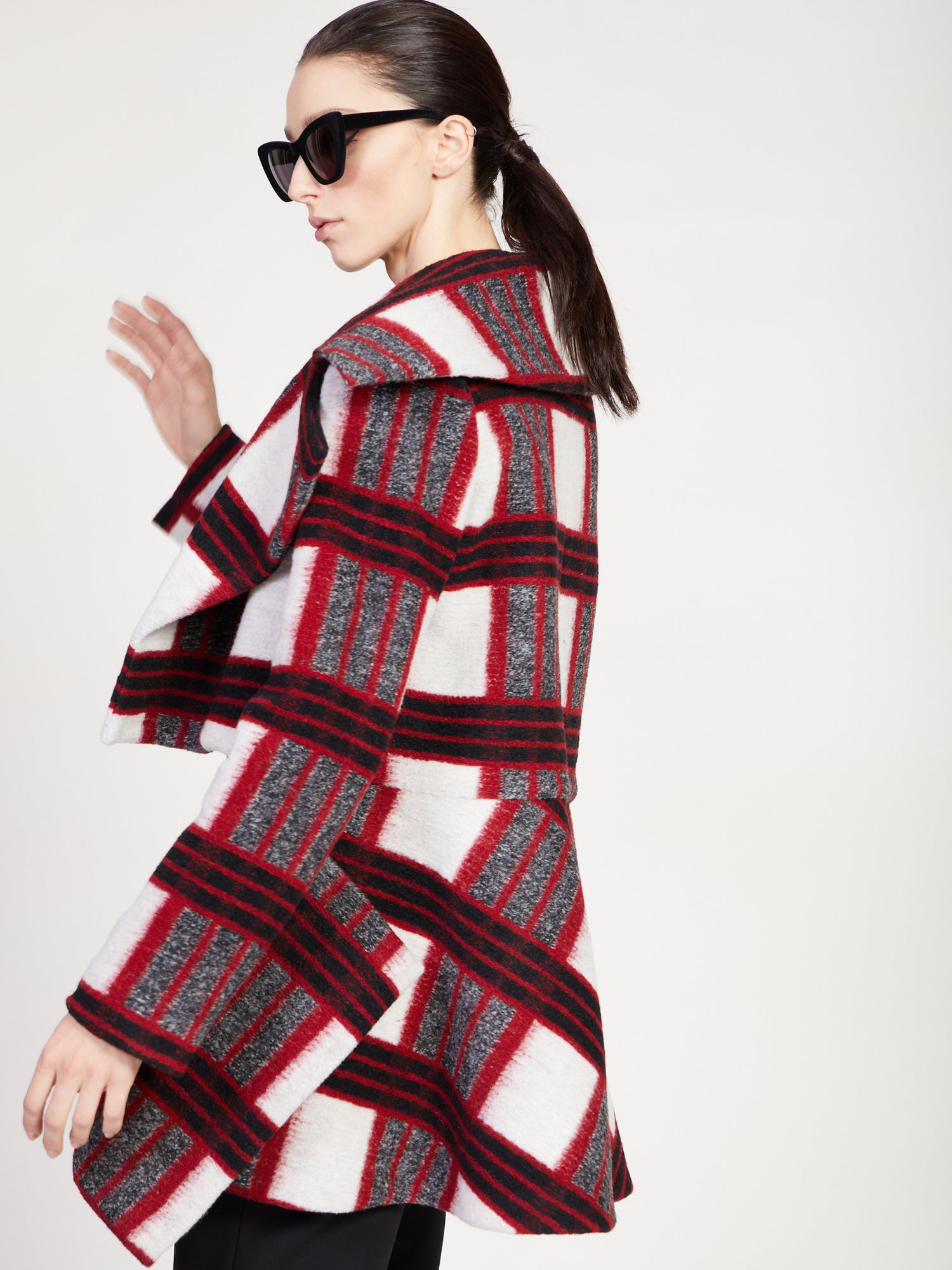 Red Wool Plaid Cropped Jacket