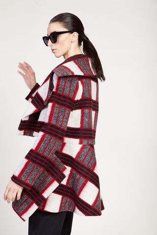 Red Wool Plaid Cropped Jacket
