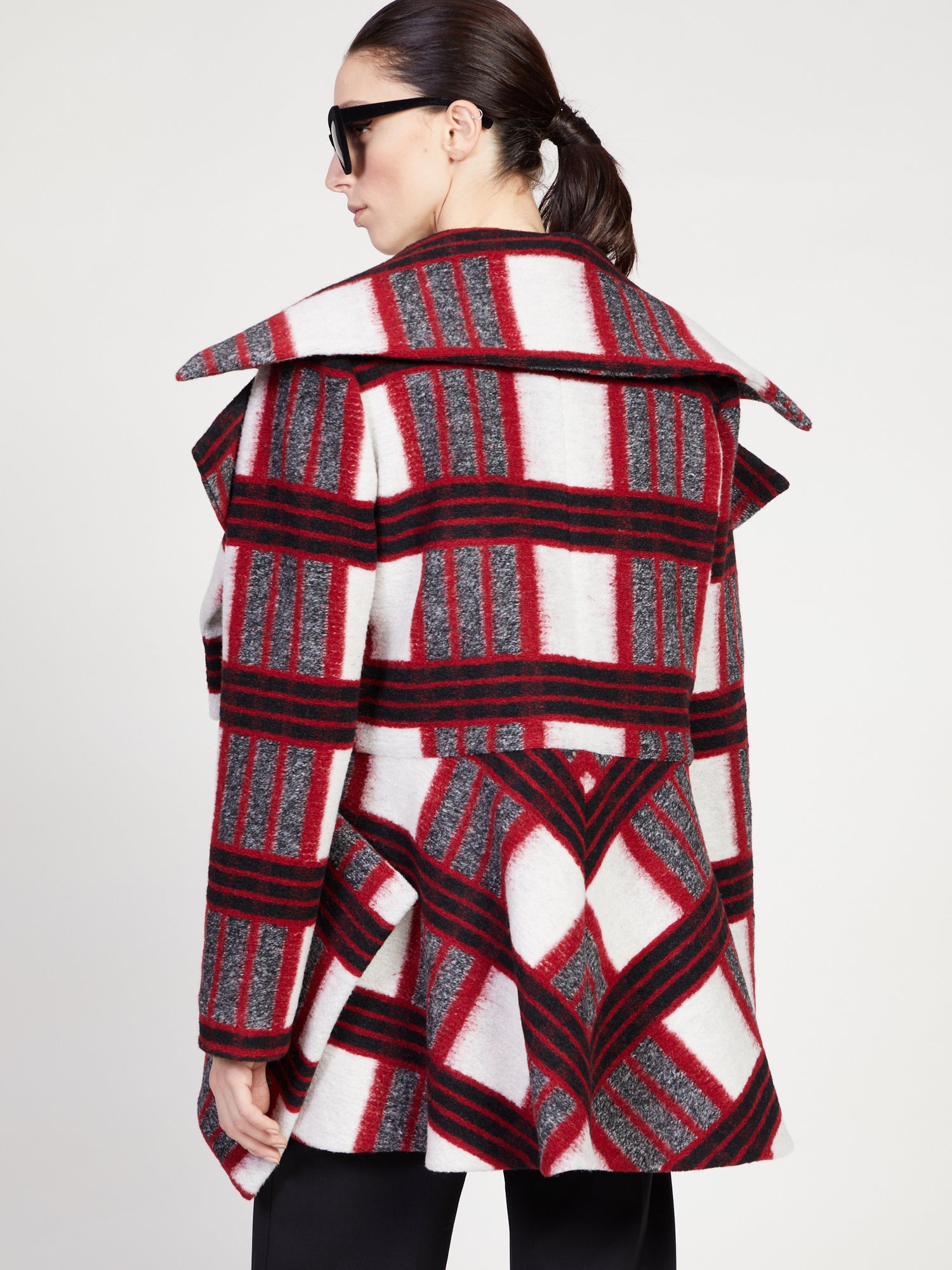 Red Wool Plaid Cropped Jacket