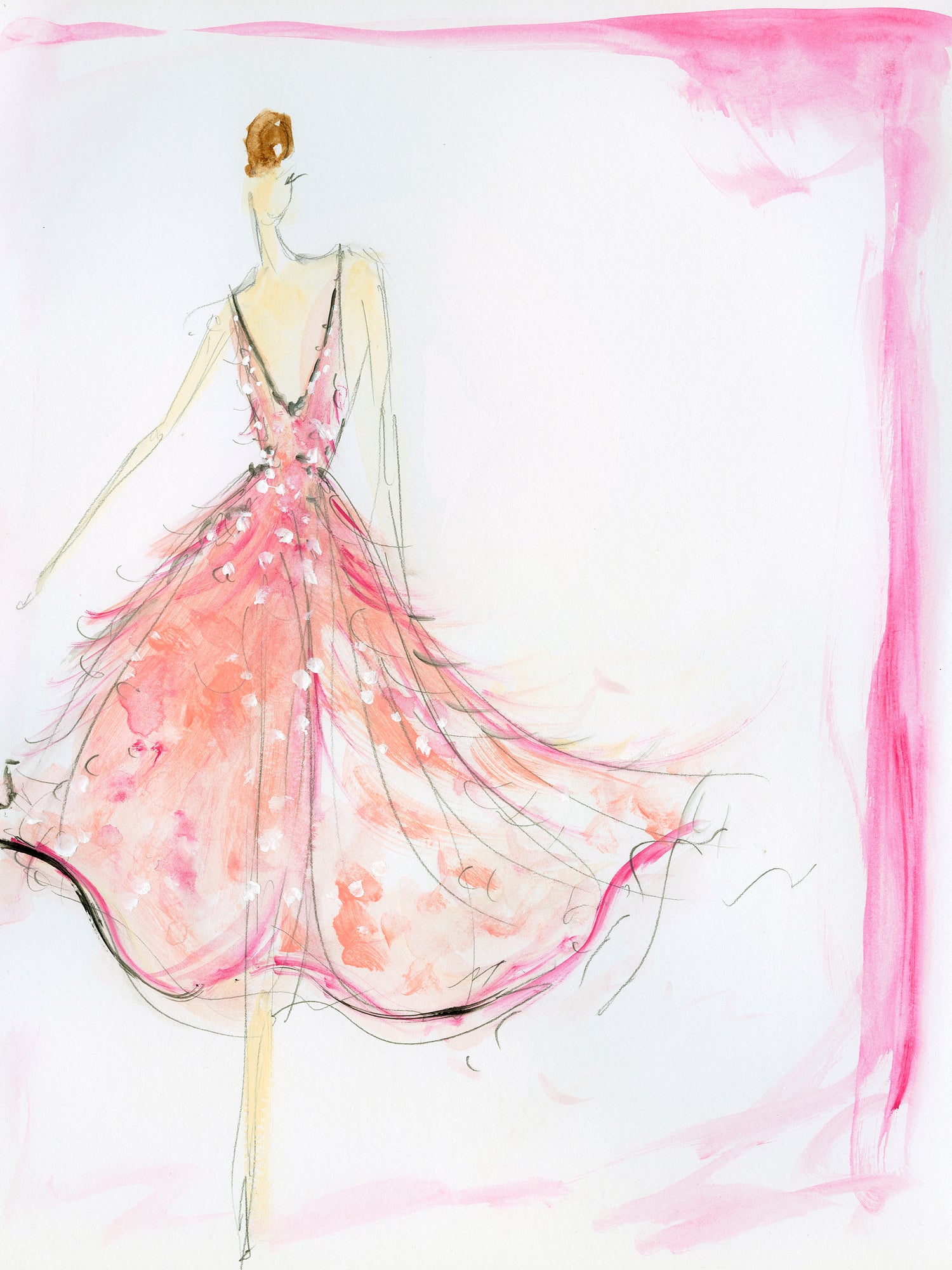 "Feather Dress" - Sketch Print
