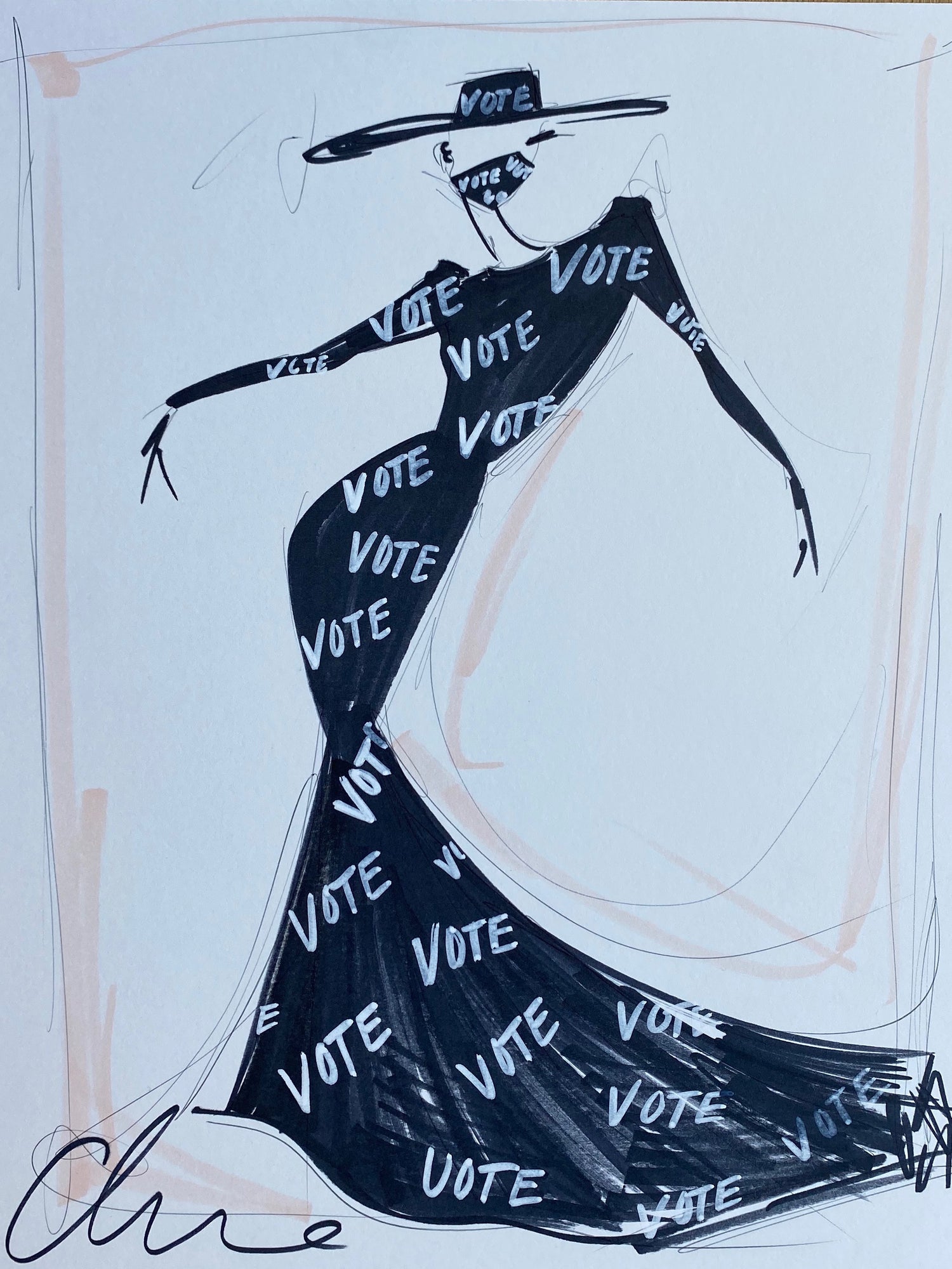"VOTE Gown - Collection 37" - Sketch Print