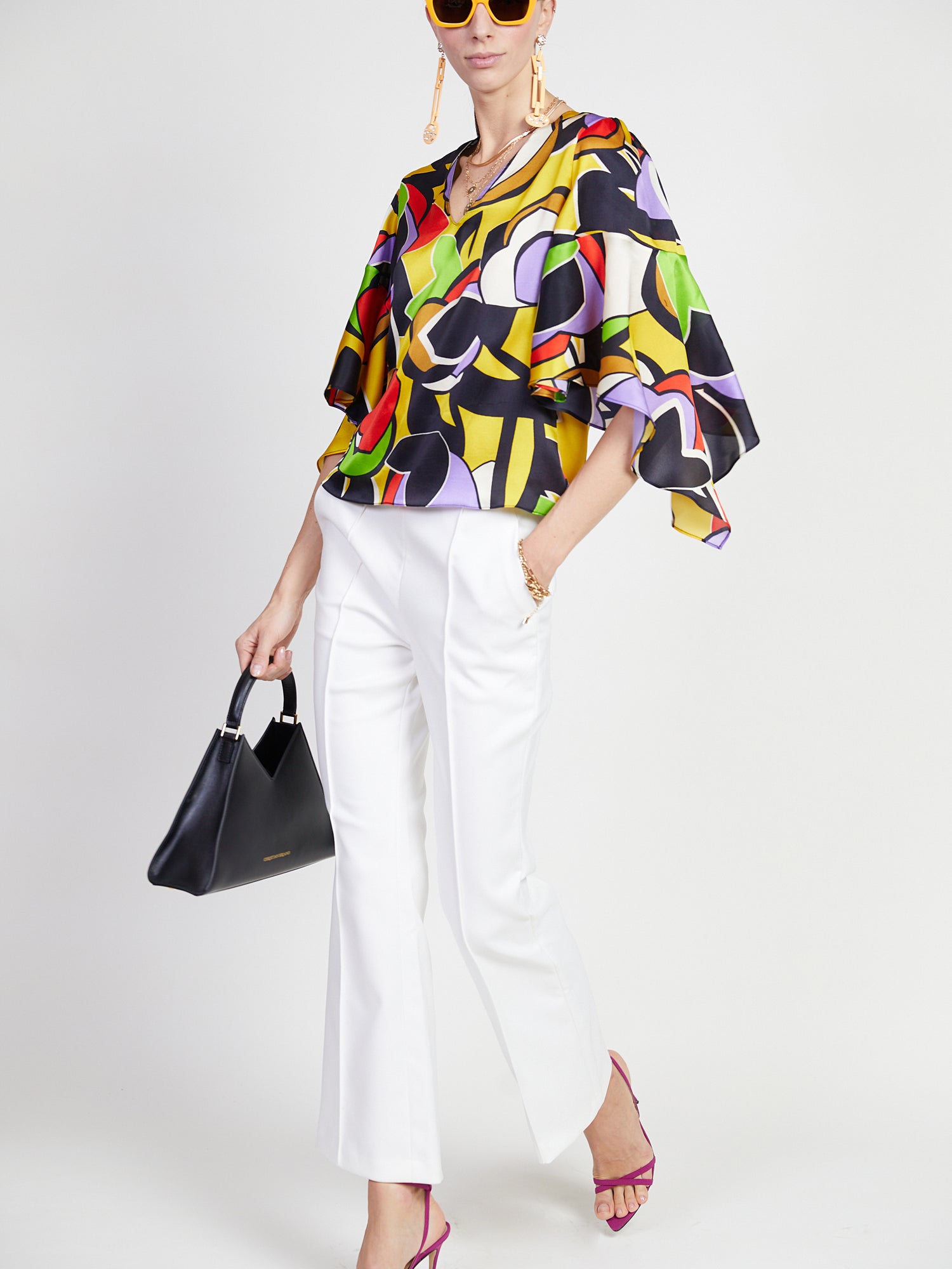 Abstract Wing Sleeve Top