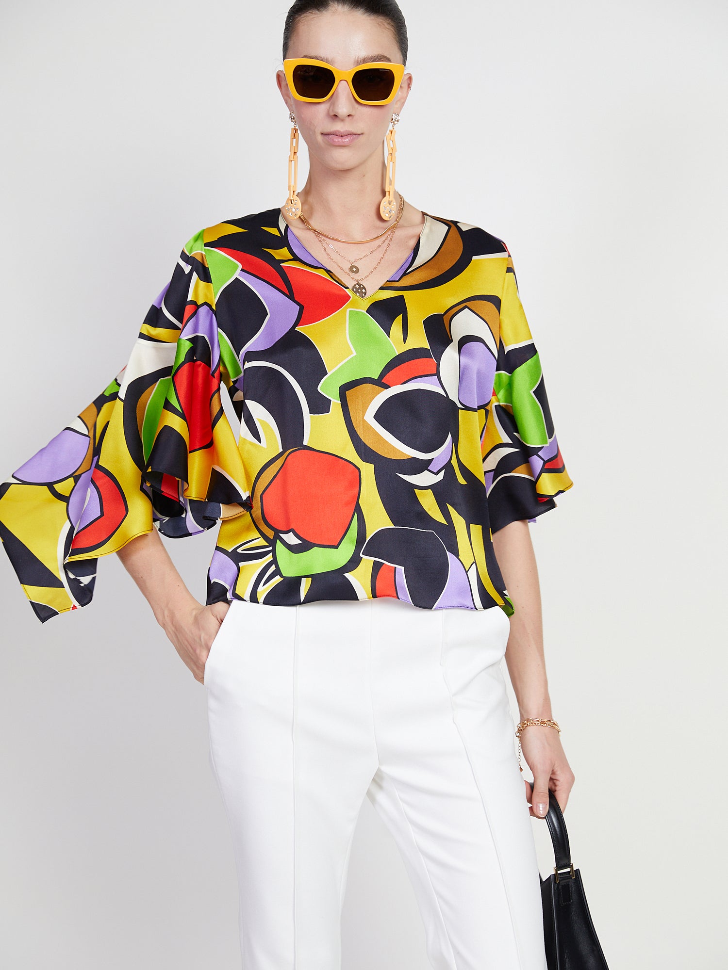 Abstract Wing Sleeve Top