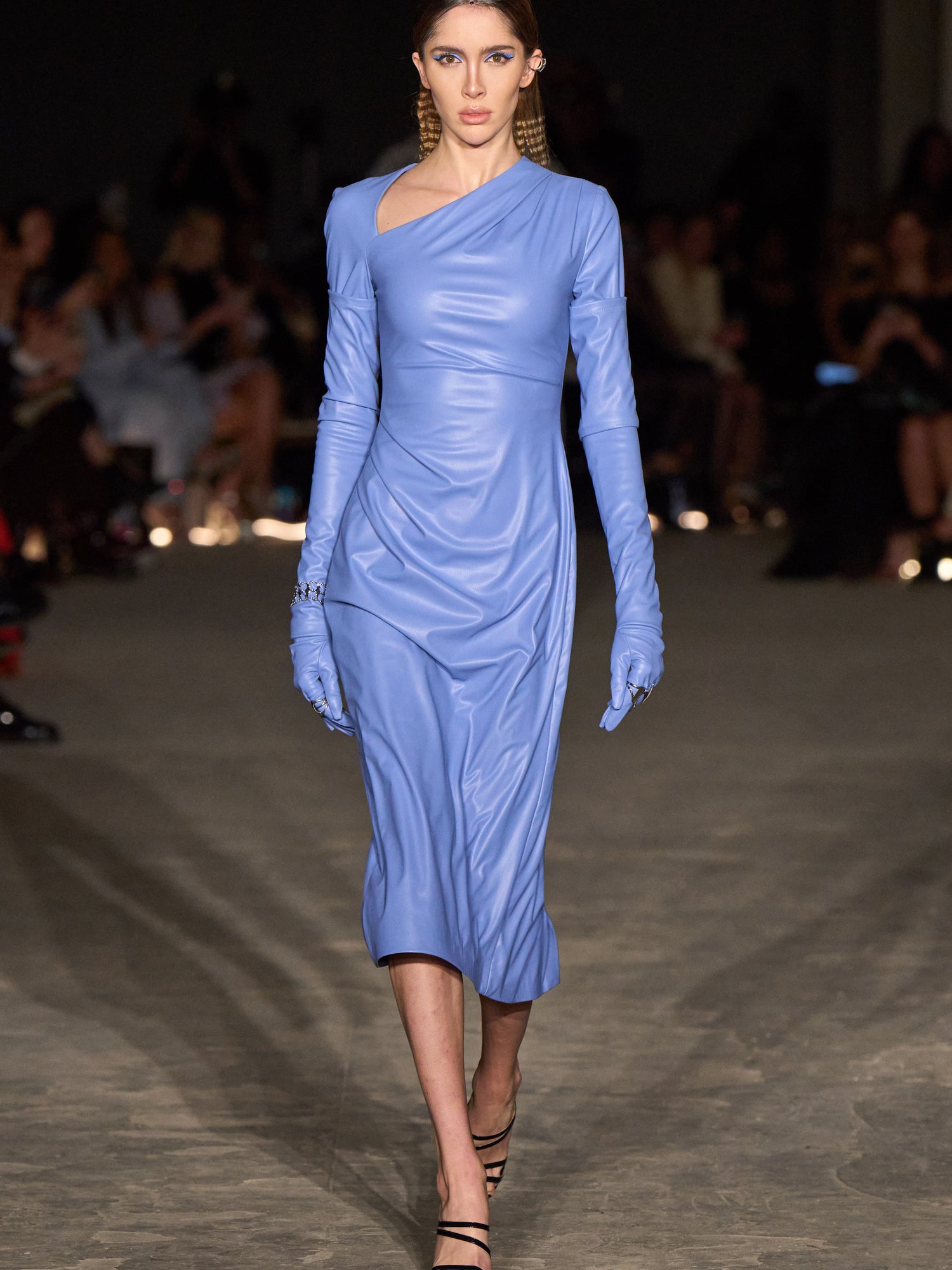 Long Sleeve Periwinkle Vegan Leather Dress | Christian Siriano Long Sleeve Periwinkle Vegan Leather Dress | Christian Siriano