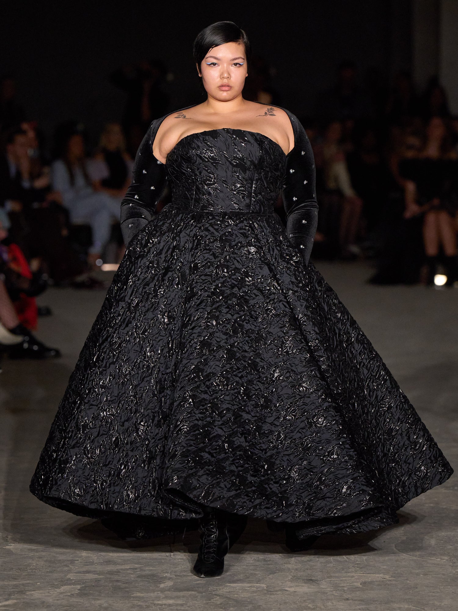 Embossed Shimmer Houndstooth Strapless Ball Gown | Christian Siriano