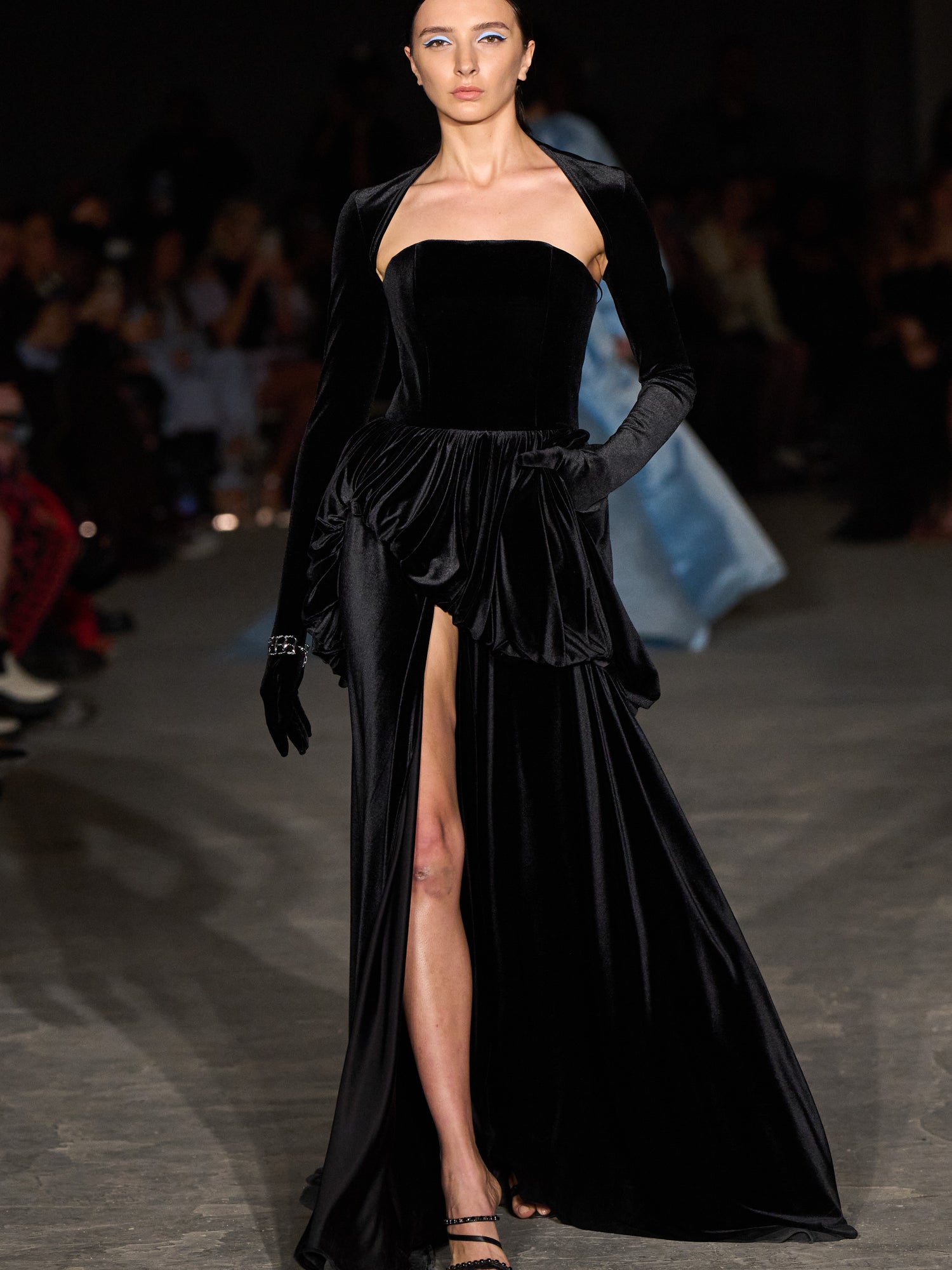 Evangeline Black Velvet Jersey Gown
