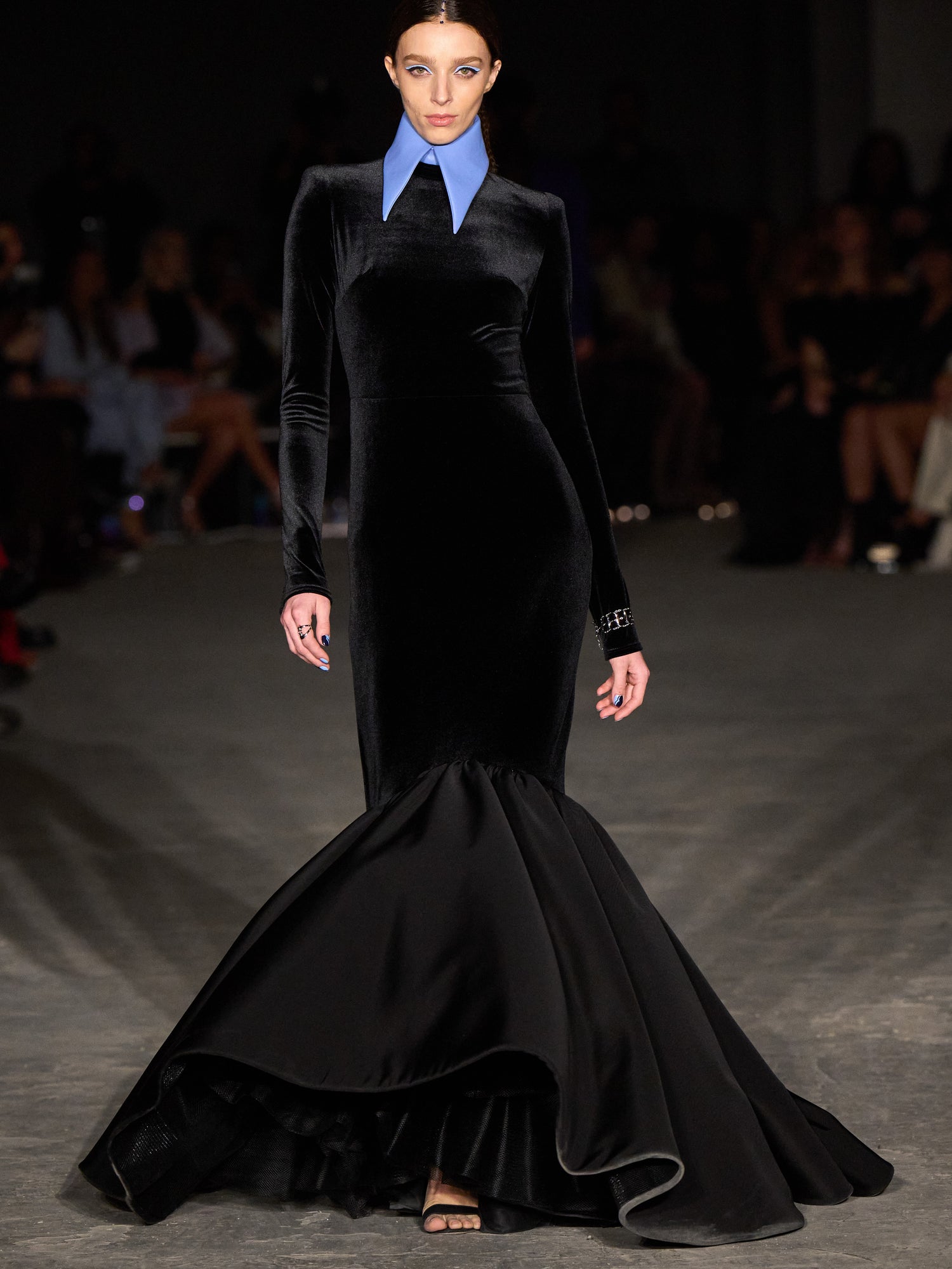 Black Velvet Exaggerated Trumpet Gown | Christian Siriano Black Velvet Exaggerated Trumpet Gown | Christian Siriano
