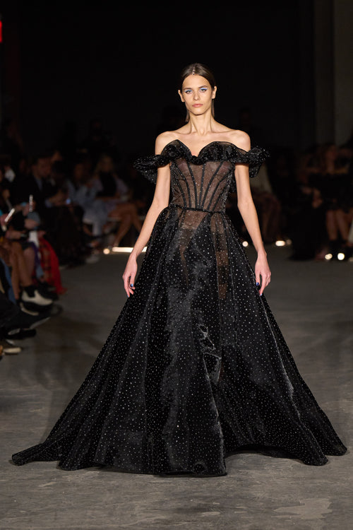 christian siriano prom dress Floral and Mesh Pleated Tulle Ball Gown