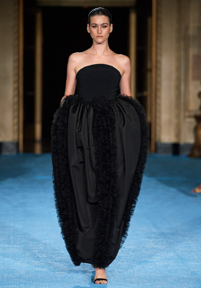 Strapless Tulip Textured Tulle Dress