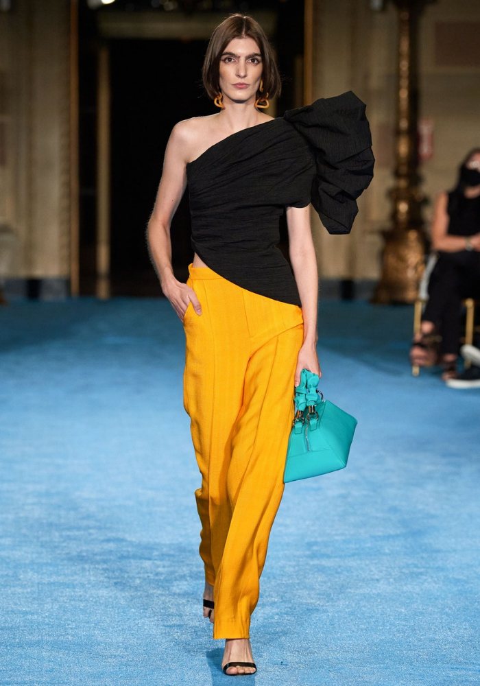 Ruffle one sleeve top shop